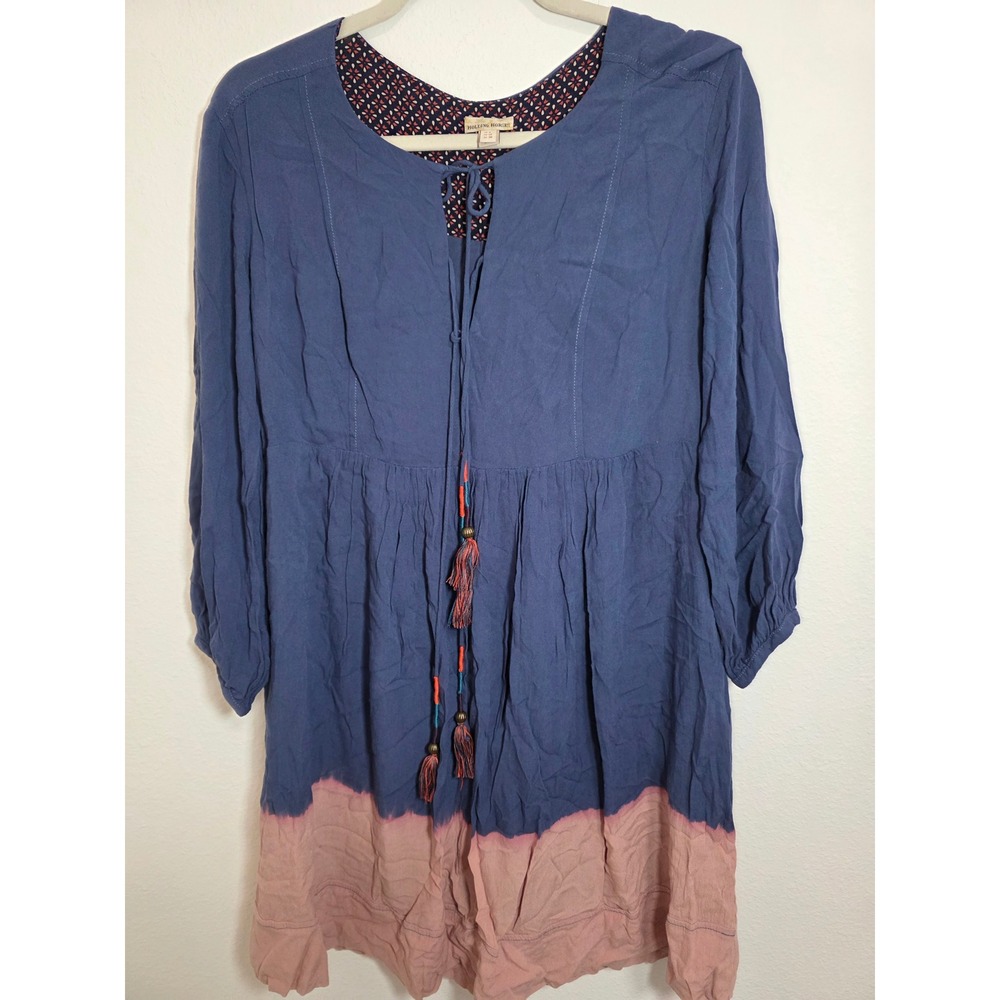Holding Horses Blue Tie Dye Tassel Dress Women's Size 6 Boho Peasant